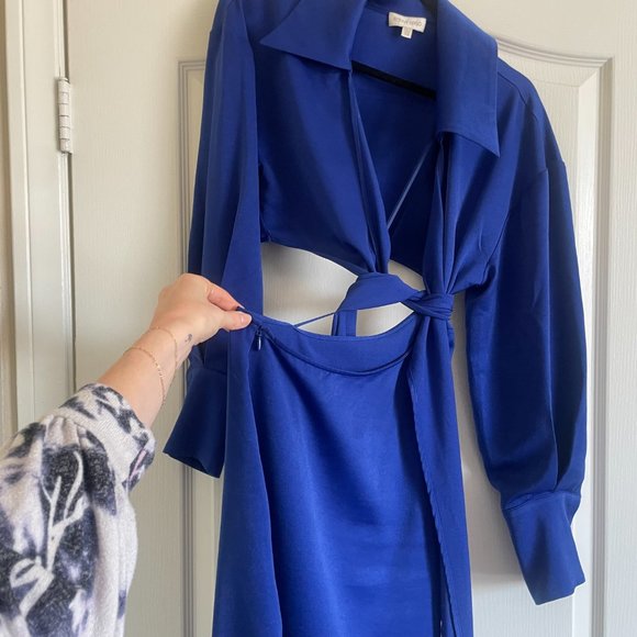 Ronny Kobo Ranell Wrap Dress Size XS, Royal Blue, Midi - Picture 3 of 9